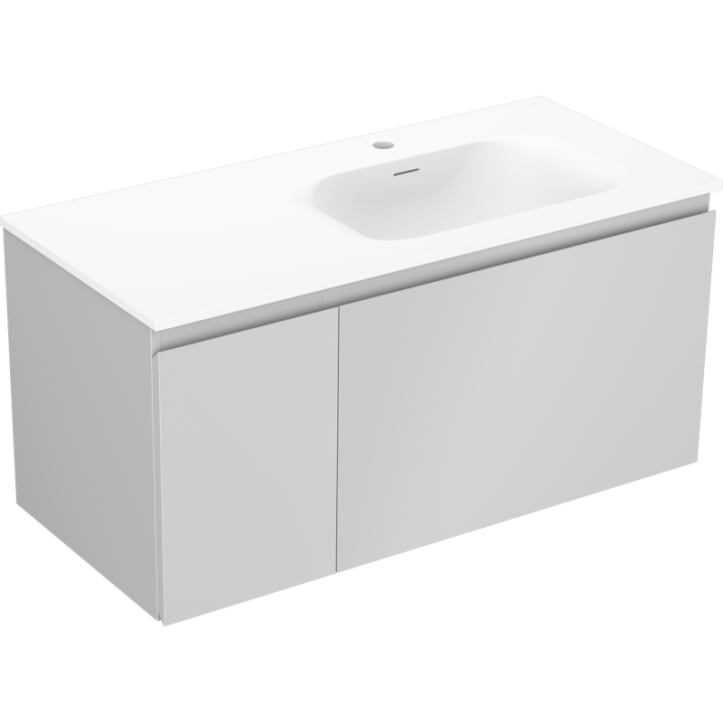 Mexen Orio szafka łazienkowa 100 cm z umywalką Vela prawą, 1S, 1D, szara mat/biała mat - 91A13-10047-3-BBFF62-W23P01