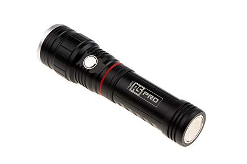 RS PRO Latarka akumulatorowa LED czarna w aluminiowej obudowie, 550 lm / 100 m, 174 do 227 mm