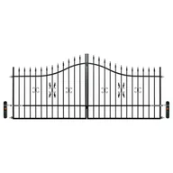 Ogrodzenia - Brama dwuskrzydłowa Tytus 400 x 120-150 stal ocynk RAL9005 z automatem inteligentna - miniaturka - grafika 1