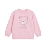 Bluzy i sweterki niemowlęce - Bluza dla dziecka do 2 lat, z misiem i napisem rosnę od przytulania, jasnoróżowa - miniaturka - grafika 1