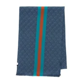 Apaszki i szaliki męskie - Męski szal jedwabny we wzory niebiesko - pomarańczowy - miniaturka - grafika 1