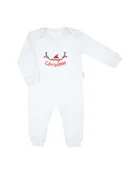 Pajacyki dla niemowląt - Niemowlęcy pajac bawełniany "Merry Christmas" biały Nicol r.80 - miniaturka - grafika 1