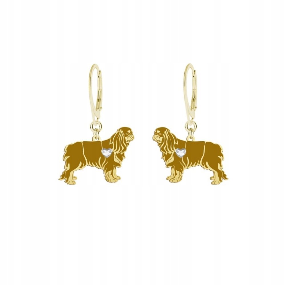 Kolczyki Złote z psem King Charles Spaniel 925 Biżuteria Kobieta GRAWER