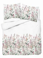 Pościel - Pościel satynowa 220x200 biała w różowo-łososiowe polne kwiaty – Satin Stories - miniaturka - grafika 1