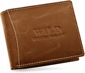 Portfele - Skórzany Portfel Męski Always Wild Solidny Brązowy - miniaturka - grafika 1