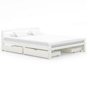 Łóżka - shumee Rama łóżka z 4 szufladami biała drewno sosnowe 160 x 200 cm - miniaturka - grafika 1