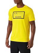 Koszulki męskie - Armani Exchange Męski T-Shirt Regular Fit Box Logo Pima Cotton Tee, żółty, XL - miniaturka - grafika 1