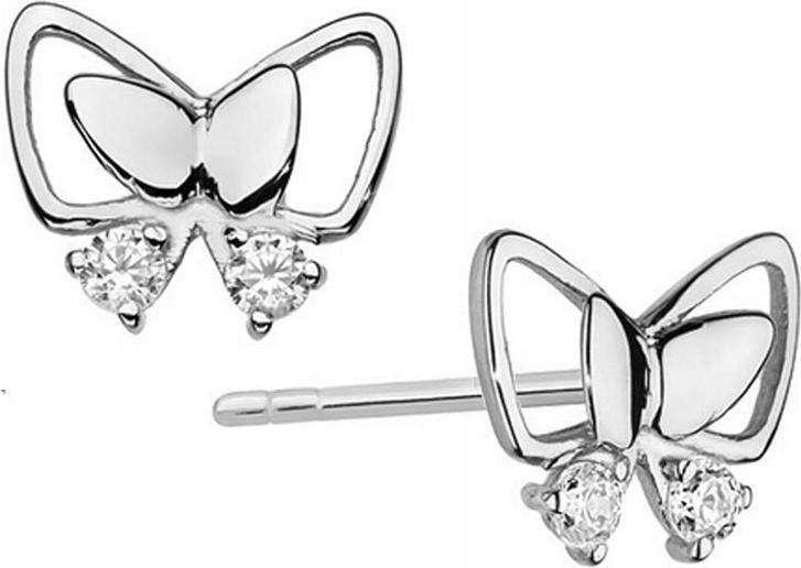 Kolczyki motylki z białego złota 585 diamenty kobiece na elegancko 14k