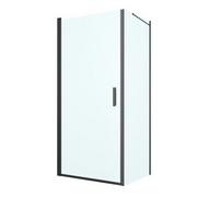Kabiny prysznicowe - Oltens Rinnan kabina prysznicowa 90x80 cm prostokątna drzwi ze ścianką czarny mat/szkło przezroczyste 20216300 - miniaturka - grafika 1