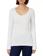 Bluzki damskie - Tommy Hilfiger Damska bluzka z dzianiny Slim Modern Co/Ea Scoop Ls L/S, Th Optic White, L - miniaturka - grafika 1