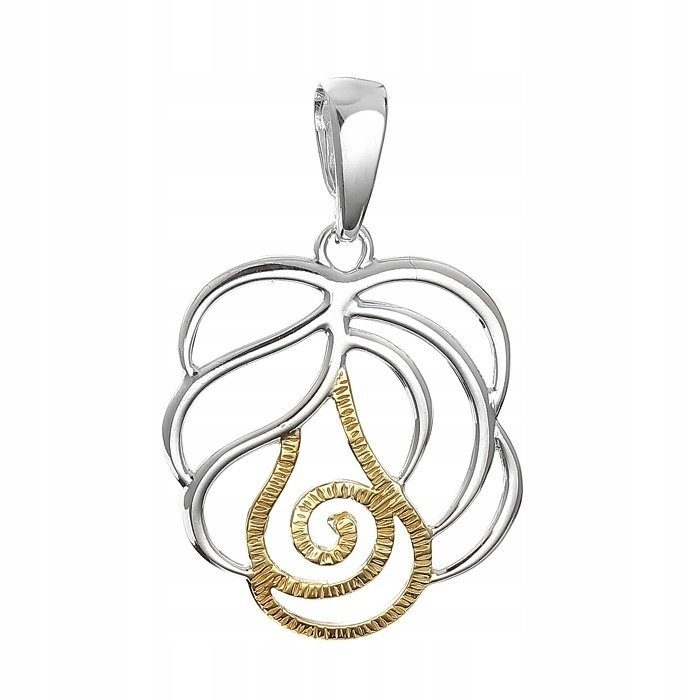 Wisiorek Zawieszka srebrna pr. 925 pozłacany liść