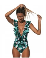 Stroje kąpielowe - JEDNOCZĘŚCIOWY STRÓJ MONOKINI FALBANKA XL - miniaturka - grafika 1