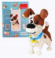 Klocki - KLOCKI LOGO SŁODKI PIESEK ŚLICZNY PIES Z KLOCKÓW MODEL PUZLE DOG 3D REKSIO - miniaturka - grafika 1