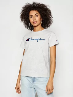 Koszulki i topy damskie - Champion T-Shirt Script Logo Crew Neck 110992 Szary Heritage Fit - grafika 1
