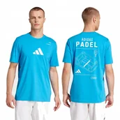 Koszulki męskie - Koszulka Adidas Padel AeroReady niebieska sportowa oddychająca nadruk r. S - miniaturka - grafika 1