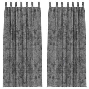 vidaXL Zasłona z zasłonami 2 pcs Szary 245 x 140 cm Aksamit - Zasłony - miniaturka - grafika 1