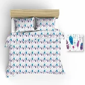 Pościel - Extrapościel Pościel bawełniana 160x200 1226E biała piórka różowe niebieskie - miniaturka - grafika 1