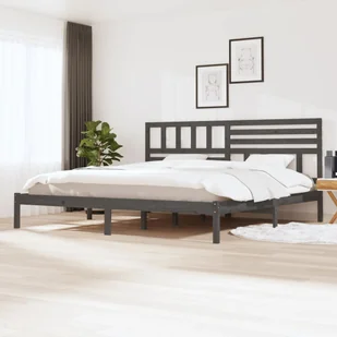Łóżko z litego drewna sosna szara 200x200 cm - Łóżka - miniaturka - grafika 1