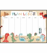 Szkolne artykuły papiernicze - Plan lekcji tańczące dinozaury, nowy rok szkolny, rozmiar A4 - miniaturka - grafika 1