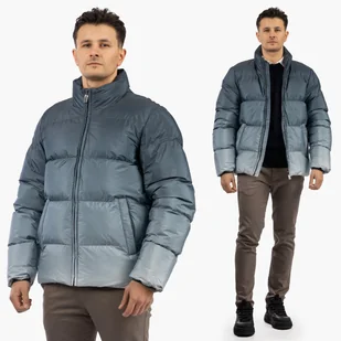 Kurtka Zimowa Męska Bez Kaptura Puchowa Pikowana Ciepła Niebiesko-Szara Szary XXL - Kurtki męskie Kurtka Zimowa Męska Bez Kaptura Puchowa Pikowana Ciepła Niebiesko-Szara Szary XXL - Kurtki męskie - miniaturka - grafika 1