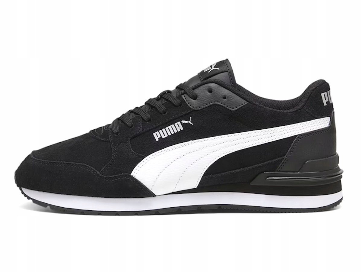 Sneakersy zamszowe unisex ST Runner v4 PUMA Black White Silver Metallic