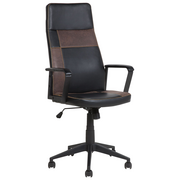 Fotele i krzesła biurowe - Beliani Krzesło biurowe czarne/brązowe regulowana wysokość DELUXE - miniaturka - grafika 1