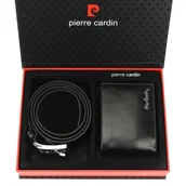 Paski - Zestaw PIERRE CARDIN portfel + pasek męski ZG-103 135 Czarny - miniaturka - grafika 1