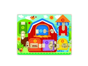 TOOKY TOY Tablica Manipulacyjna Zamki Obrazki Farma - Tablice dla dzieci - miniaturka - grafika 1