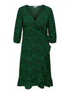 Sukienki - ONLY Carmakoma Damska sukienka CARLUXLEA 3/4 WRAP Calf Dress AOP, czarna/AOP:Jolly Green, 54, czarny/zielony: zielony, 54 - miniaturka - grafika 1