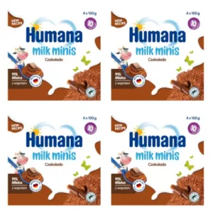 Humana Milk Minis Budyń czekoladowy po 10. miesiącu Zestaw 4 x 400 g - Desery dla dzieci - miniaturka - grafika 1