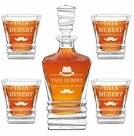 Karafki - Karafka geometric z 4 szklankami i grawerem dla taty - miniaturka - grafika 1