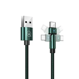 USAMS Kabel pleciony obrotowy U60 2A USB-C zielony/green 1m SJ477USB02 (US-SJ477) - Kable USB - miniaturka - grafika 1
