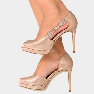 Szpilki z odkrytymi palcami - MENBUR 23822 ZŁOTY RÓŻ - Czółenka - miniaturka - grafika 12