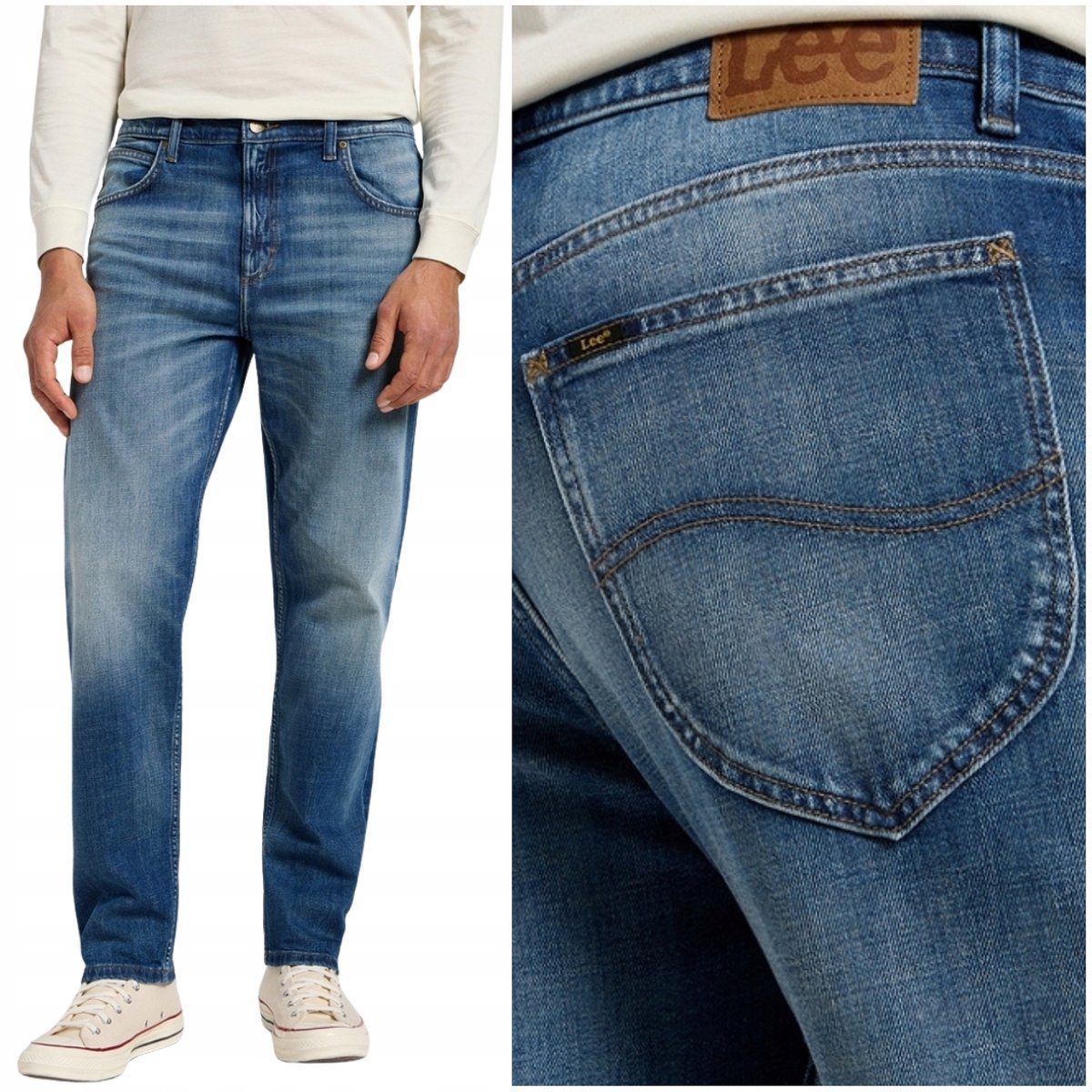 Lee OSCAR relaxed Rising Tide luźne zwężane spodnie jeansowe W32 L34