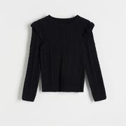Swetry dla dziewczynek - Reserved - Ażurowy sweter - Czarny - miniaturka - grafika 1