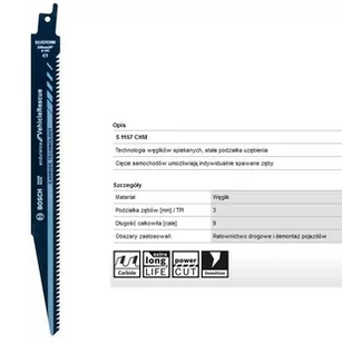 Bosch Brzeszczot BOSCH do piły szablastej vehicle rescue s1157chm 225 mm - Odzież robocza - miniaturka - grafika 1