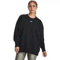 Koszulki sportowe damskie - Damska bluza dresowa nierozpinana bez kaptura Under Armour UA Rival Fleece OS Crew - czarna - UNDER ARMOUR - miniaturka - grafika 1