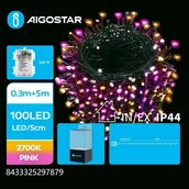 Oświetlenie świąteczne - Lampki choinkowe Aigostar Lampki choinkowe na 3 baterie AA różowo-ciepłe Taśma świetlna płaska na 3 baterie AA - miniaturka - grafika 1