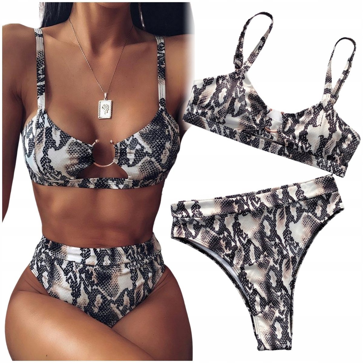 STRÓJ KĄPIELOWY DWUCZĘŚCIOWY MODELUJĄCY BIKINI KOMPLET GÓRA DÓŁ KOSTIUM S