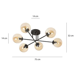 Emibig BRENDI 6B BL MIODOWY 833/6B lampa sufitowa 6x40W/E14 IP20 833/6B - Lampy sufitowe - miniaturka - grafika 5