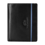 Portfele - Męski portfel ze skóry z kontrastową wstawką czarny - miniaturka - grafika 1