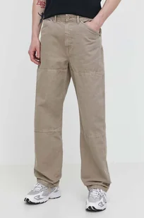 Superdry spodnie bawełniane kolor beżowy proste - Spodnie męskie - miniaturka - grafika 1