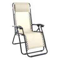 Leżaki ogrodowe - Majowo.pl BEŻOWY LEŻAK OGRODOWY Z SYSTEMEM GRAWITACYJNYM DELUX BEŻOWY - miniaturka - grafika 1