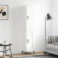 Szafki nocne - vidaXL Wysoka szafka, biała, 34,5x34x180 cm, materiał drewnopochodny - miniaturka - grafika 1