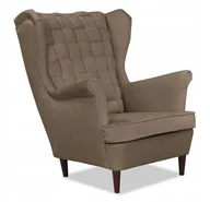 Fotele - Fotel Uszak CIEMNY BEŻ tkanina hydrofobowa wygodny - miniaturka - grafika 1