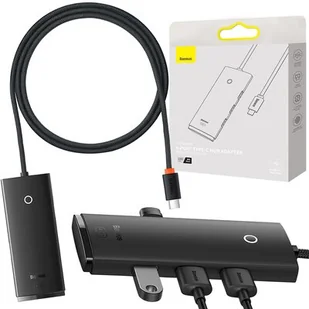 Baseus Hub, adapter Lite Series USB-C na 4x USB 3.0 i USB-C, 1m, czarny - Huby USB - miniaturka - grafika 1