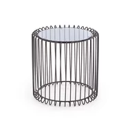 Ławy i stoliki kawowe - Stolik Kawowy Okrągły Szklany Czarny Amina Halmar - miniaturka - grafika 1