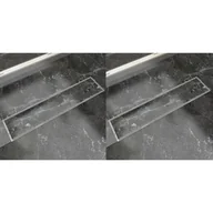 Odpływy liniowe - VidaXL Odpływ prysznicowy liniowy, 2 szt., 530x140 mm, stal nierdzewna - miniaturka - grafika 1
