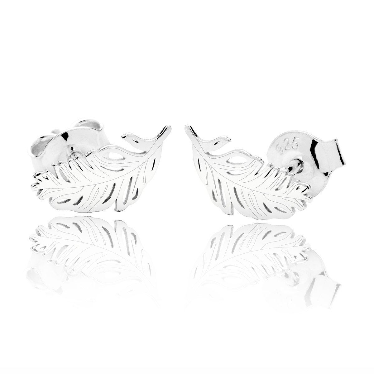 Kolczyki piórka sztyft srebrne