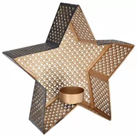 Świeczniki - świecznik na tealight aluminiowy złoty czarny gwiazda 21x20 cm kod: O-569520 - miniaturka - grafika 1